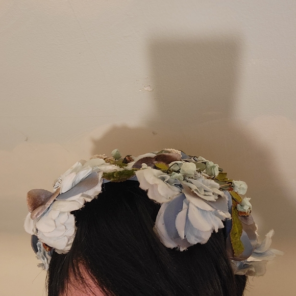 Vintage Silk Floral Headpiece - Picture 2 of 7